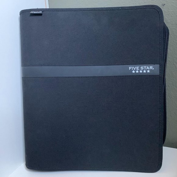 Vintage Office Mead Five Star Trapper Keeper Binder Black Zip Up